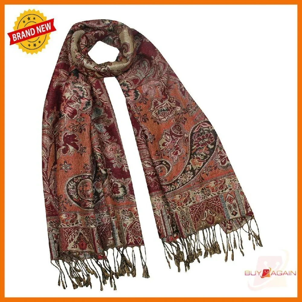 Reversible Rayon Scarf 27.5x69 Inches Thick Silky Wrap